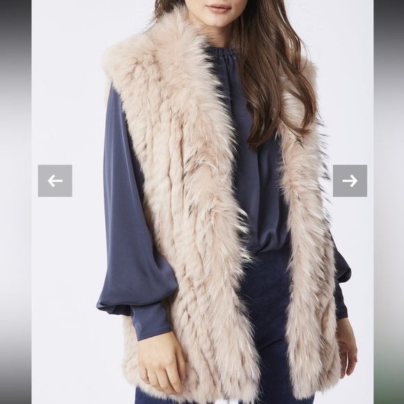 JAYLEY Collection Grey - Fox and Coney Fur Gilet With Collar Feature long vest